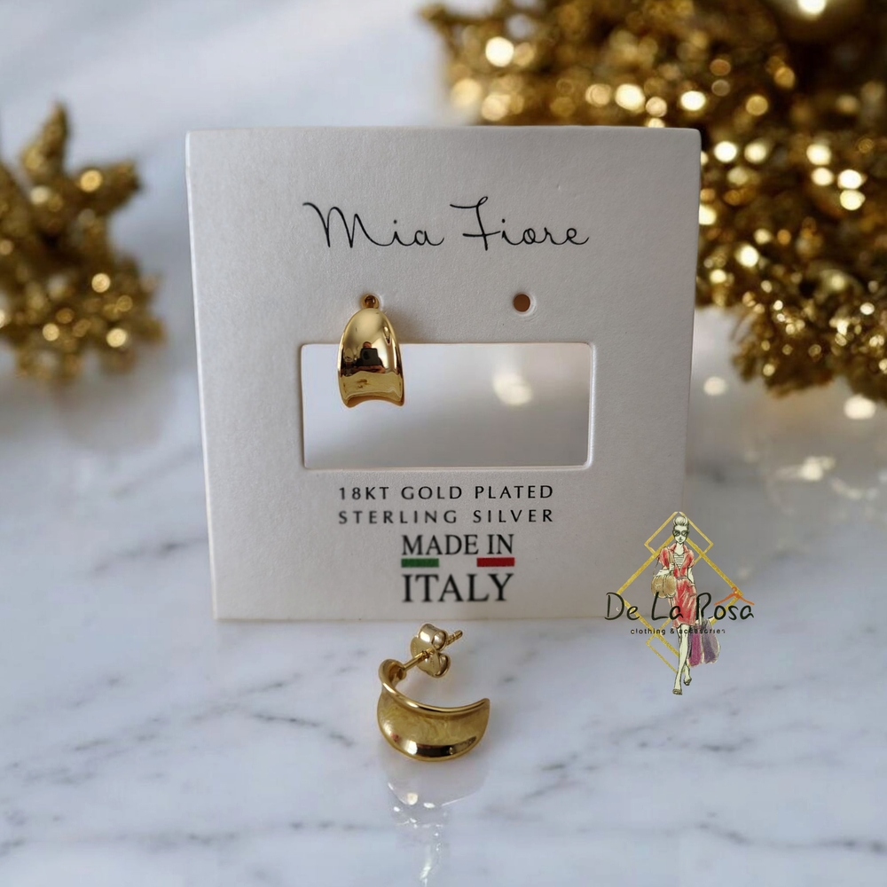 New Made in Italy Mia Fiore 18kt Gold Plated Sterling Silver Post Back Earrings